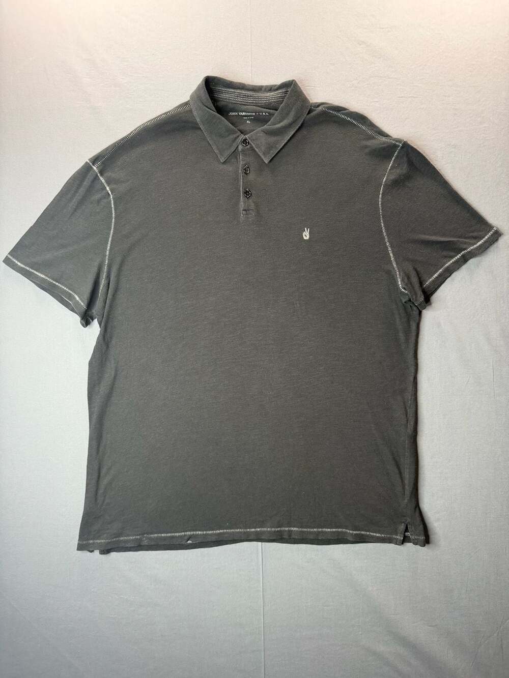 John Varvatos Polo Shirt Mens XL Black Short Sleeve Star USA